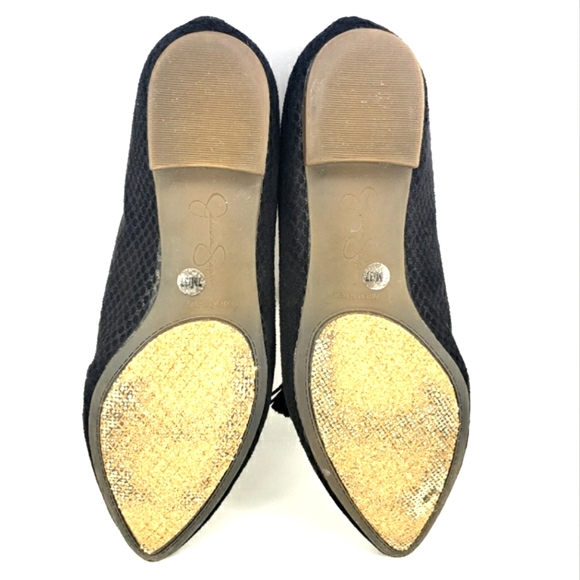 Jessica Simpson Black Vegan Suede, Tassel Lace-Up, Pointy Toe Flats. Women's 7M - Picture 11 of 12